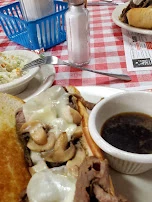 Roast Beef Provoone and Mushroom Sandwich
